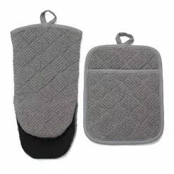 Food Network™ Terry Neoprene Oven Mitt & Pot Holder Set Khaki