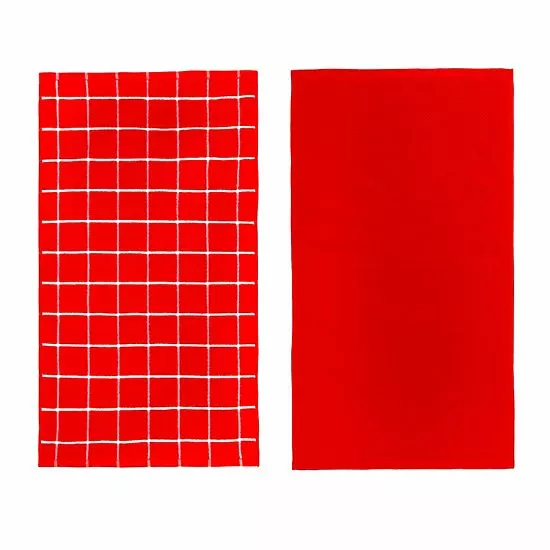 Food Network™ Windowpane Grid Kitchen Towel 2-pk. Red - Image 2