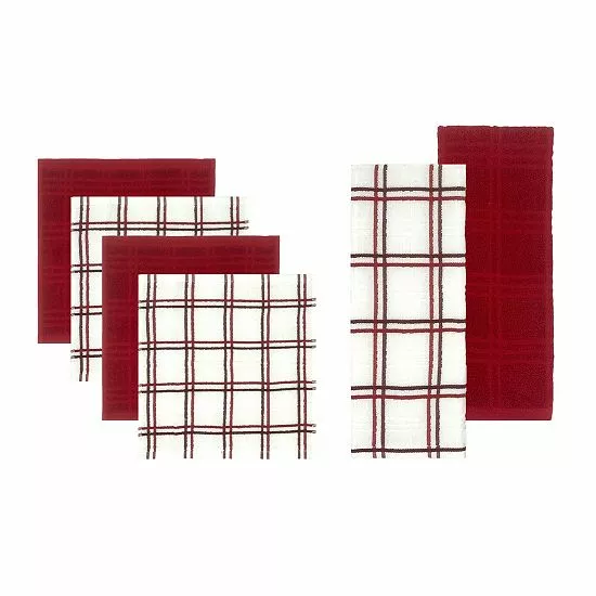 Food Network™ Plaid Kitchen Towel & Dishcloth Multi-Pack Khaki - Image 5